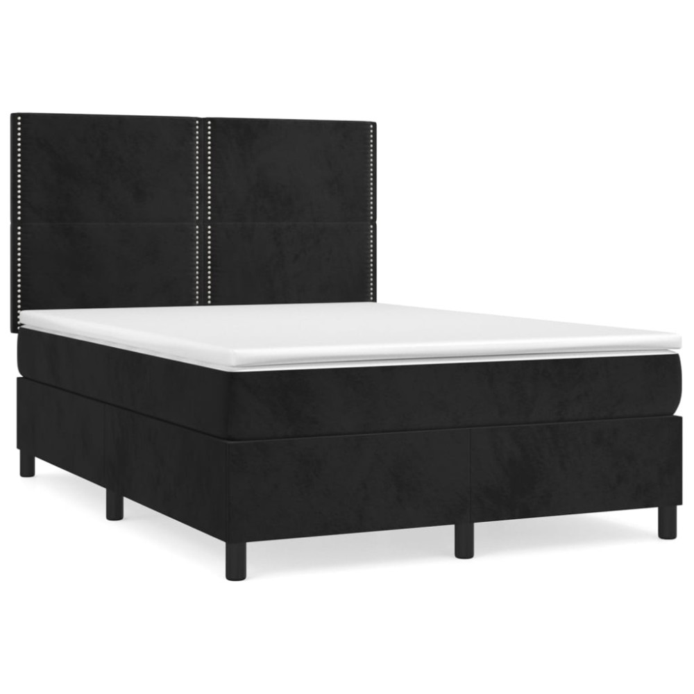 Produktbild för Ramsäng med madrass svart 140x200 cm sammet