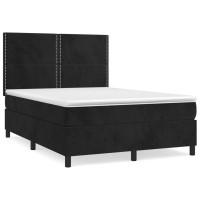 Produktbild för Ramsäng med madrass svart 140x200 cm sammet
