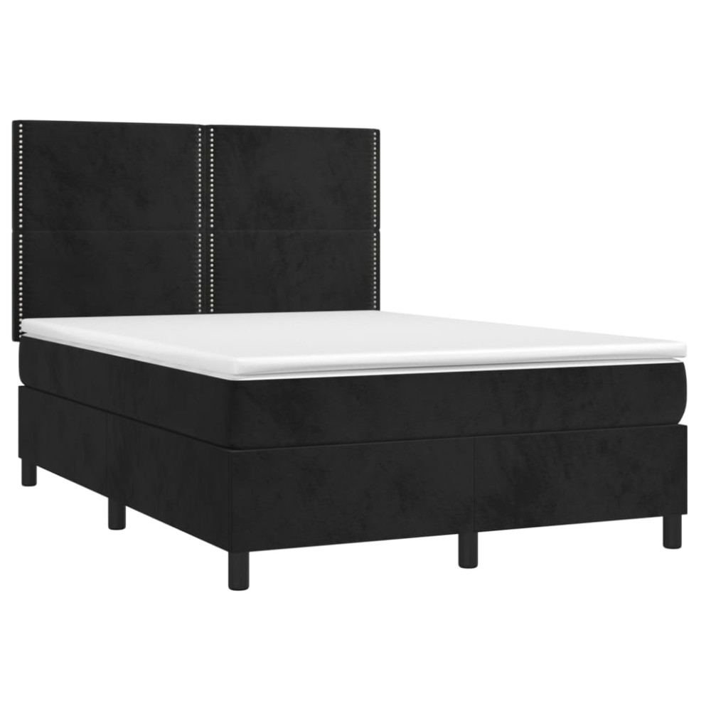 Produktbild för Ramsäng med madrass svart 140x200 cm sammet