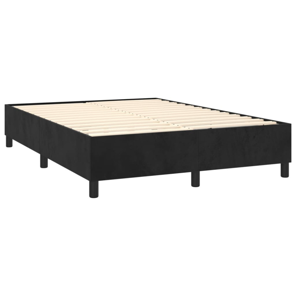 Produktbild för Ramsäng med madrass svart 140x200 cm sammet