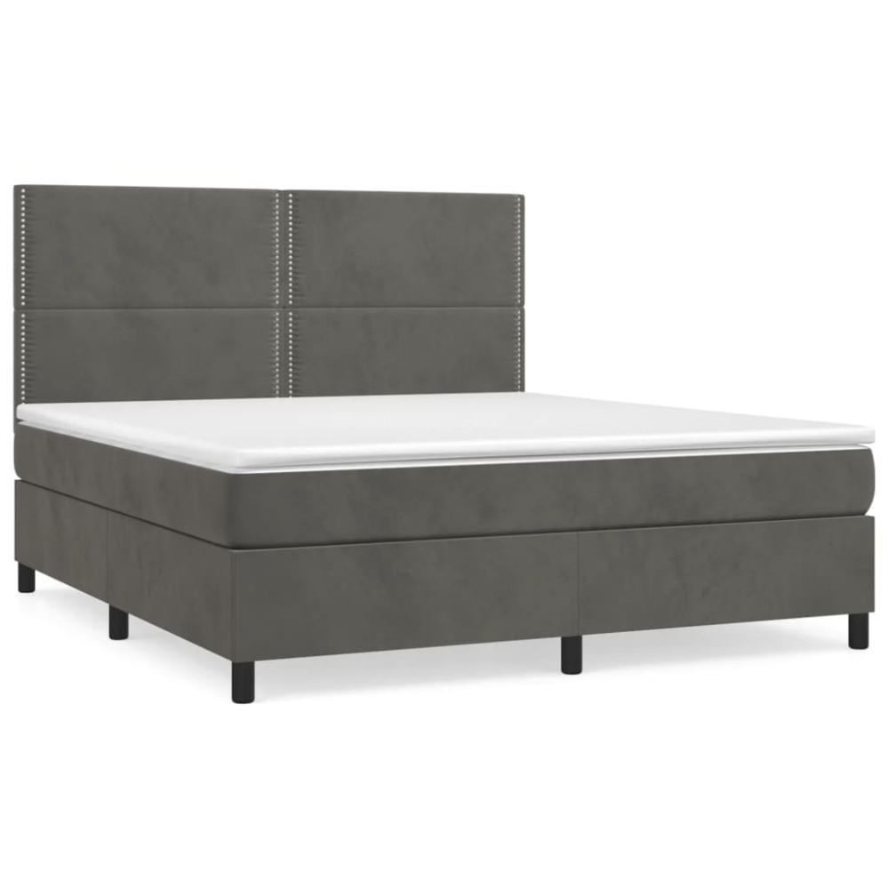 Produktbild för Ramsäng med madrass mörkgrå 160x200 cm sammet