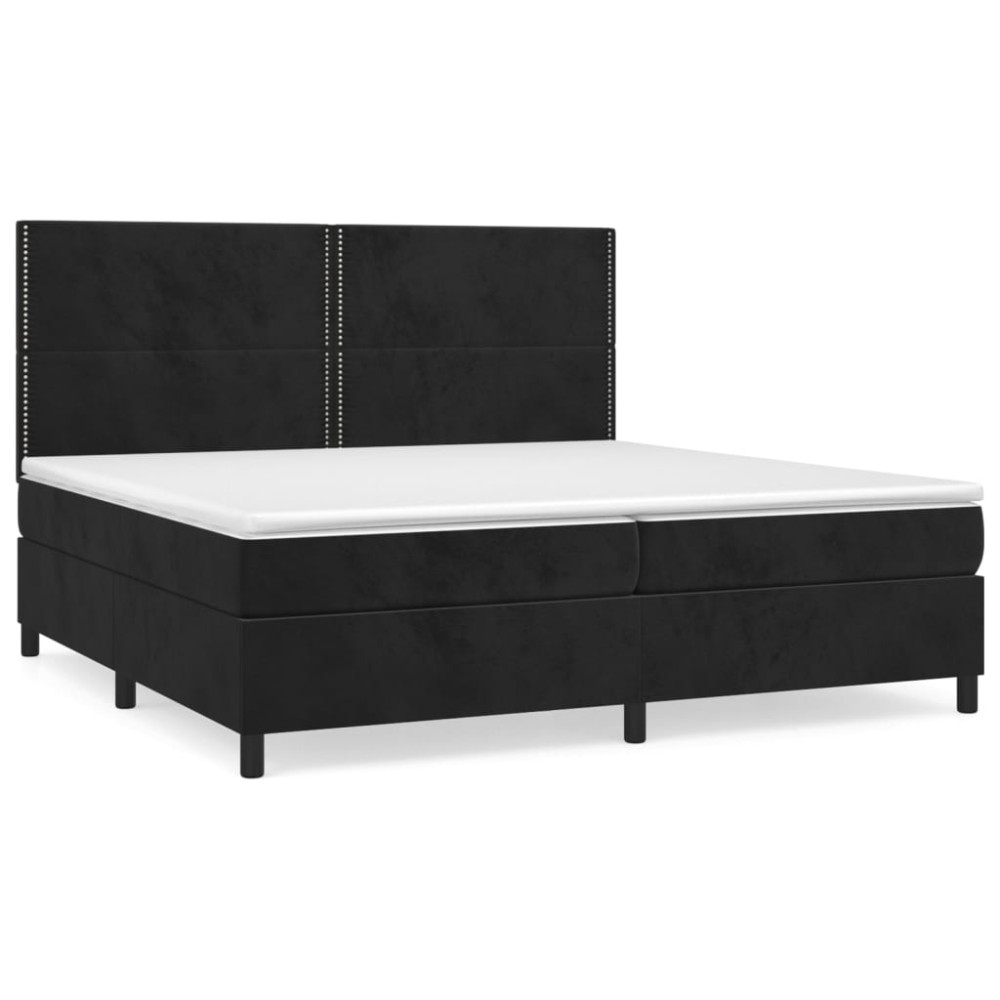 Produktbild för Ramsäng med madrass svart 200x200 cm sammet