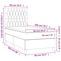 Produktbild för Ramsäng med madrass ljusgrå 90x200 cm sammet