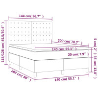 Produktbild för Ramsäng med madrass ljusgrå 140x200 cm sammet