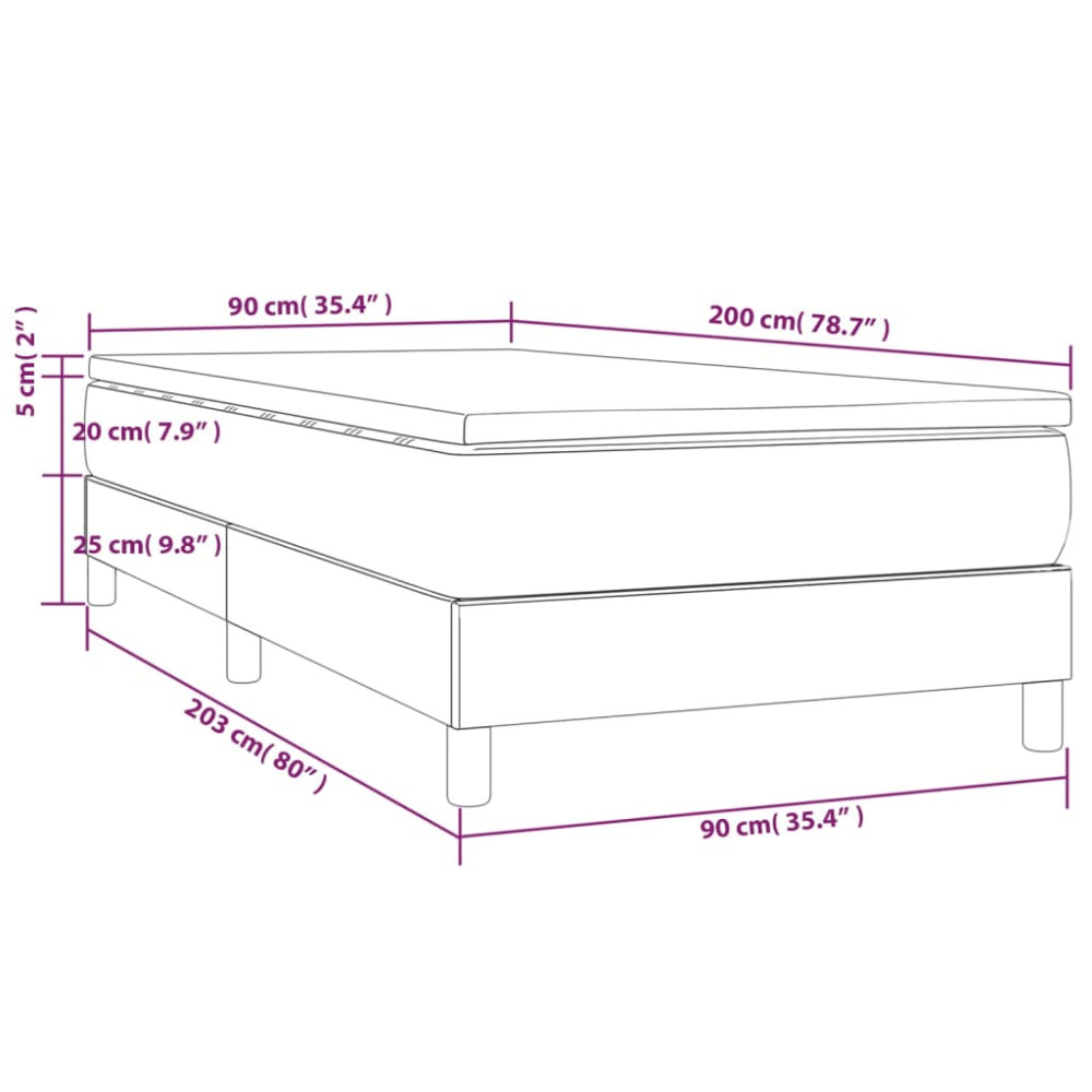 Produktbild för Ramsäng med madrass mörkgrå 90x200 cm sammet