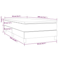 Produktbild för Ramsäng med madrass mörkgrå 90x200 cm sammet