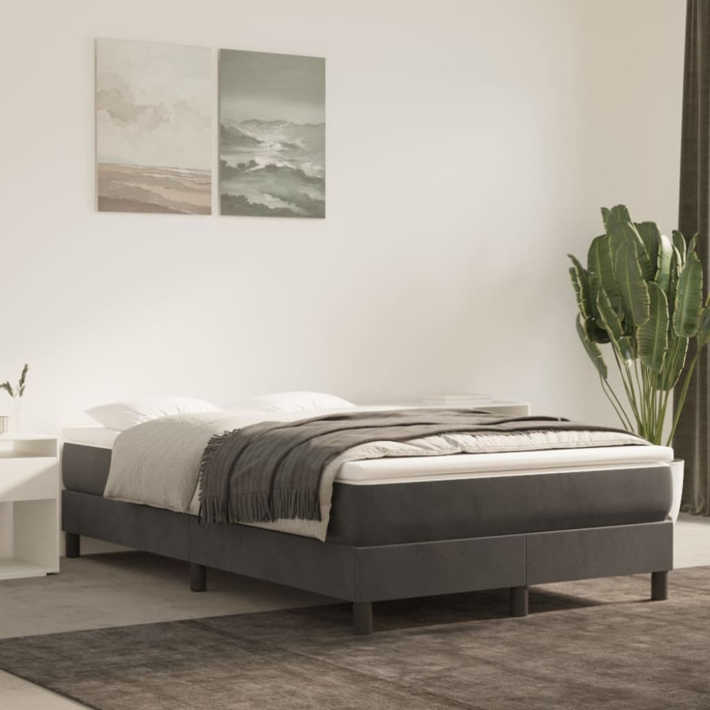 Produktbild för Ramsäng med madrass mörkgrå 120x200 cm sammet