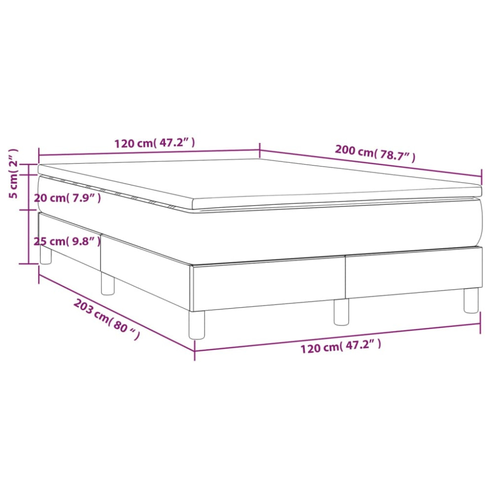 Produktbild för Ramsäng med madrass mörkgrå 120x200 cm sammet