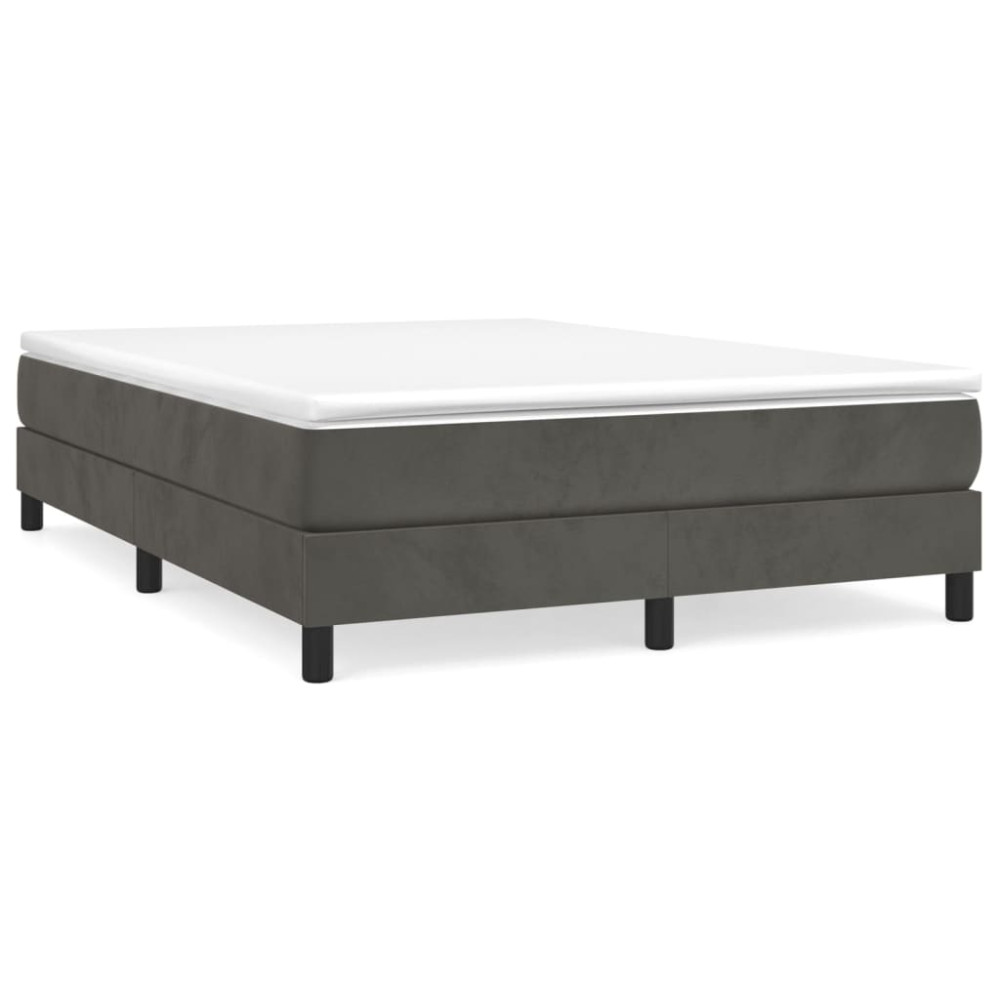 Produktbild för Ramsäng med madrass mörkgrå 140x190 cm sammet