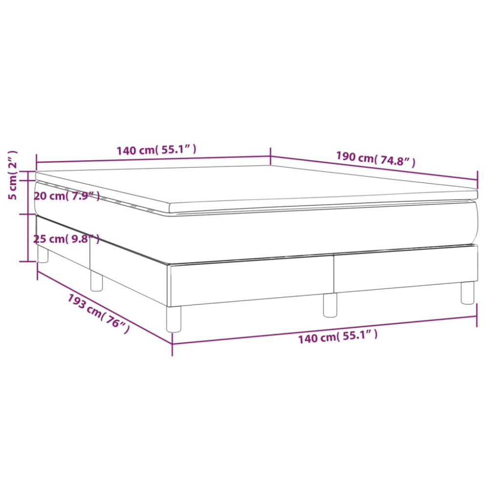 Produktbild för Ramsäng med madrass mörkgrå 140x190 cm sammet