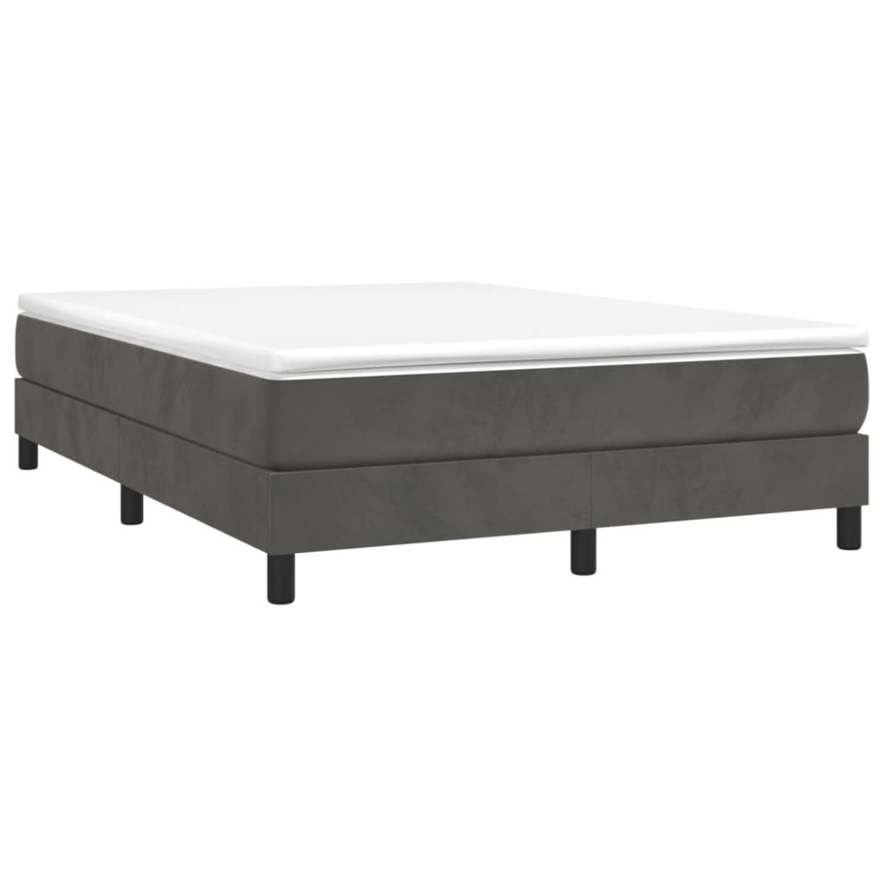 Produktbild för Ramsäng med madrass mörkgrå 140x200 cm sammet