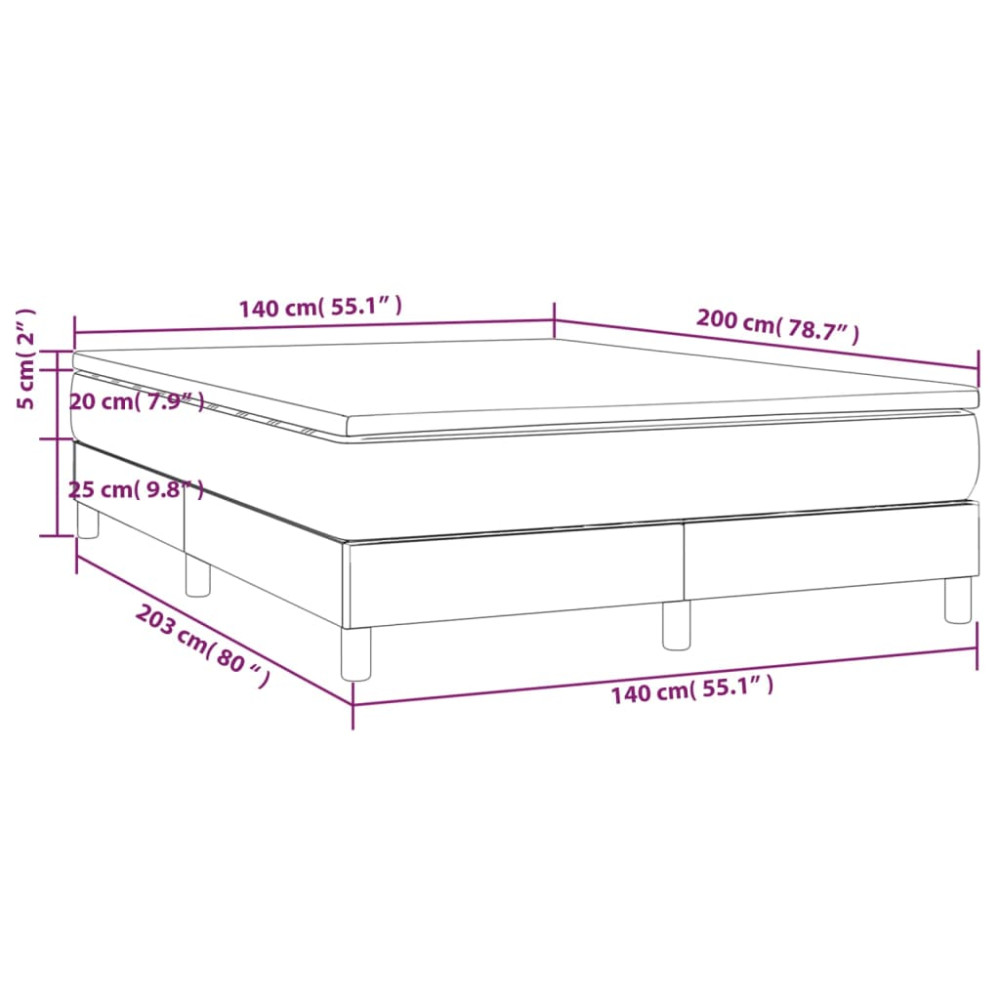 Produktbild för Ramsäng med madrass mörkgrå 140x200 cm sammet