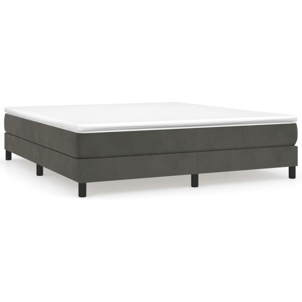 Produktbild för Ramsäng med madrass mörkgrå 160x200 cm sammet