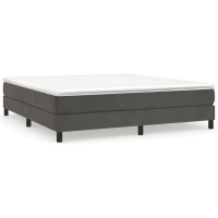 Produktbild för Ramsäng med madrass mörkgrå 180x200 cm sammet
