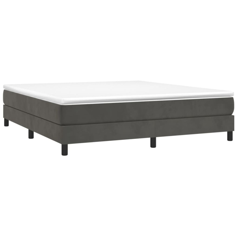 Produktbild för Ramsäng med madrass mörkgrå 180x200 cm sammet