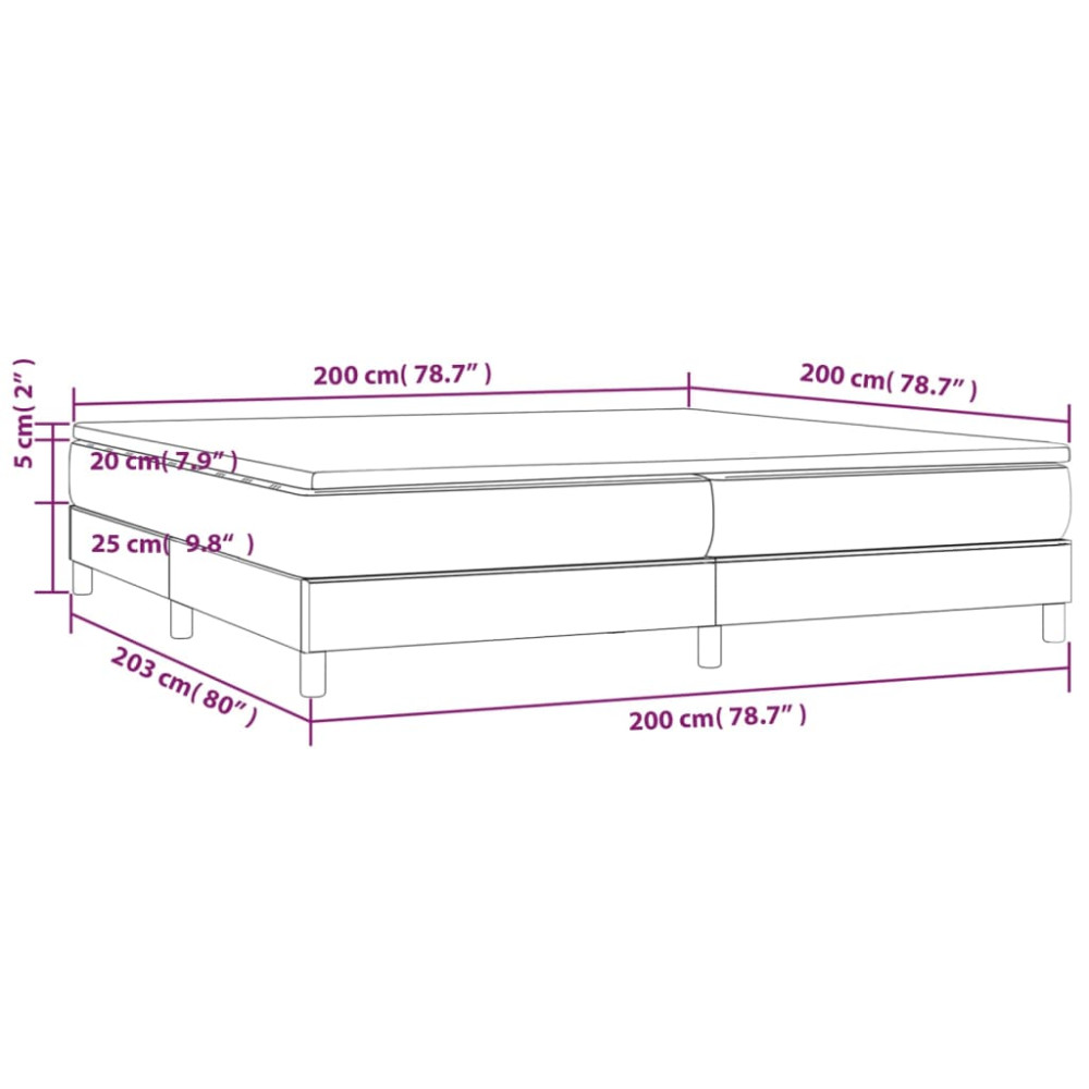 Produktbild för Ramsäng med madrass mörkgrå 200x200 cm sammet