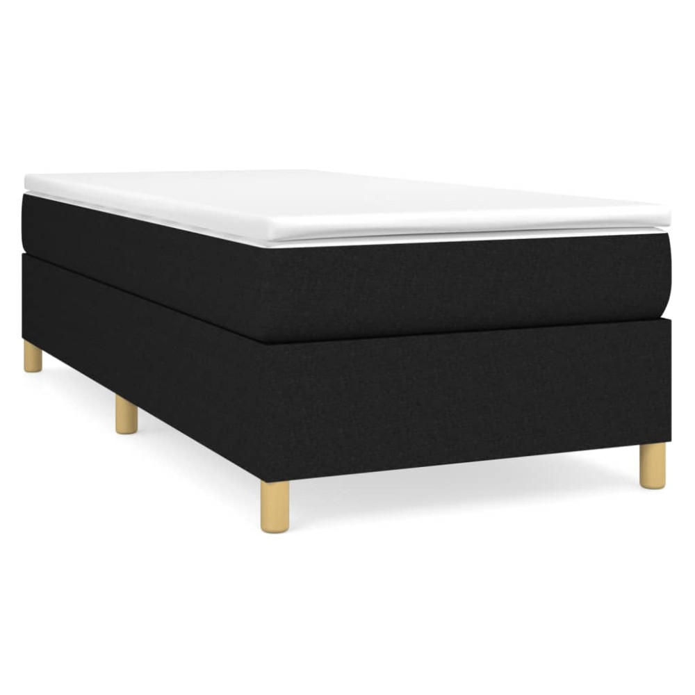Produktbild för Ramsäng med madrass svart 90x190 cm tyg
