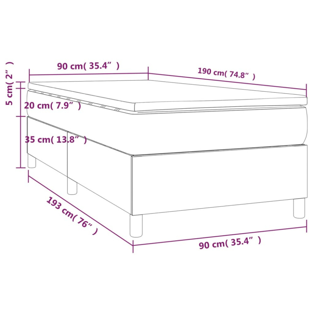 Produktbild för Ramsäng med madrass svart 90x190 cm tyg