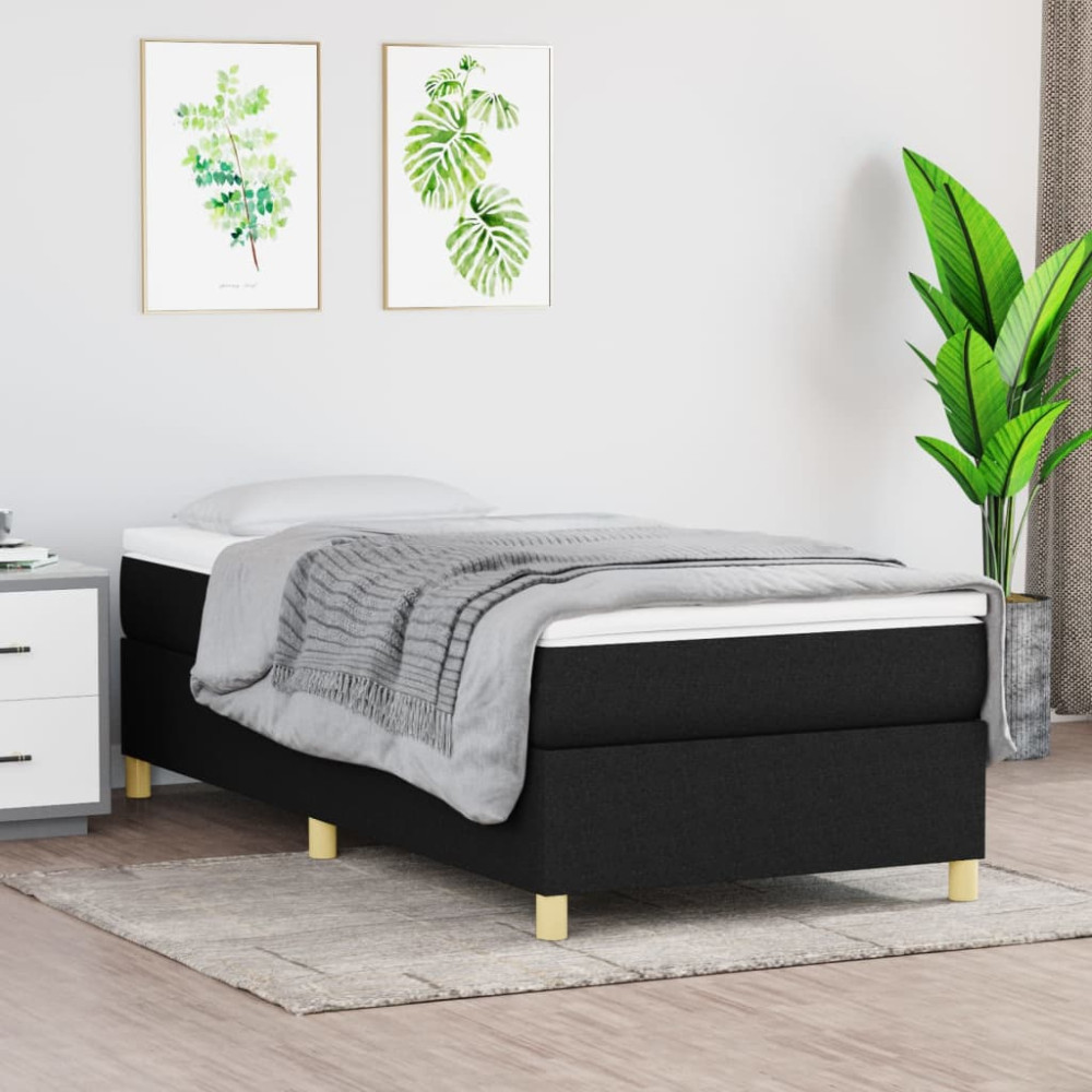 Produktbild för Ramsäng med madrass svart 100x200 cm tyg