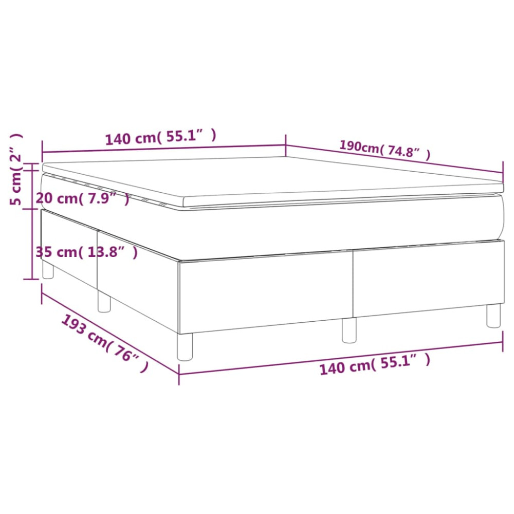 Produktbild för Ramsäng med madrass svart 140x190 cm tyg