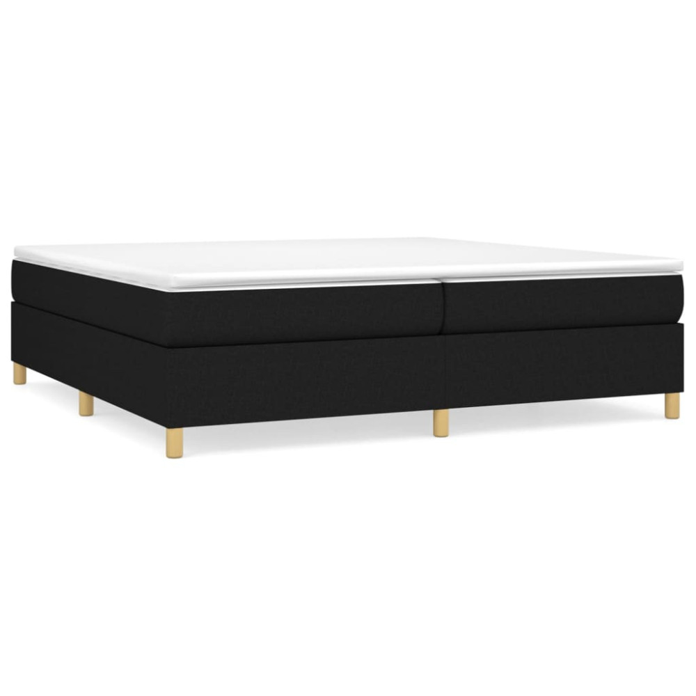 Produktbild för Ramsäng med madrass svart 200x200 cm tyg