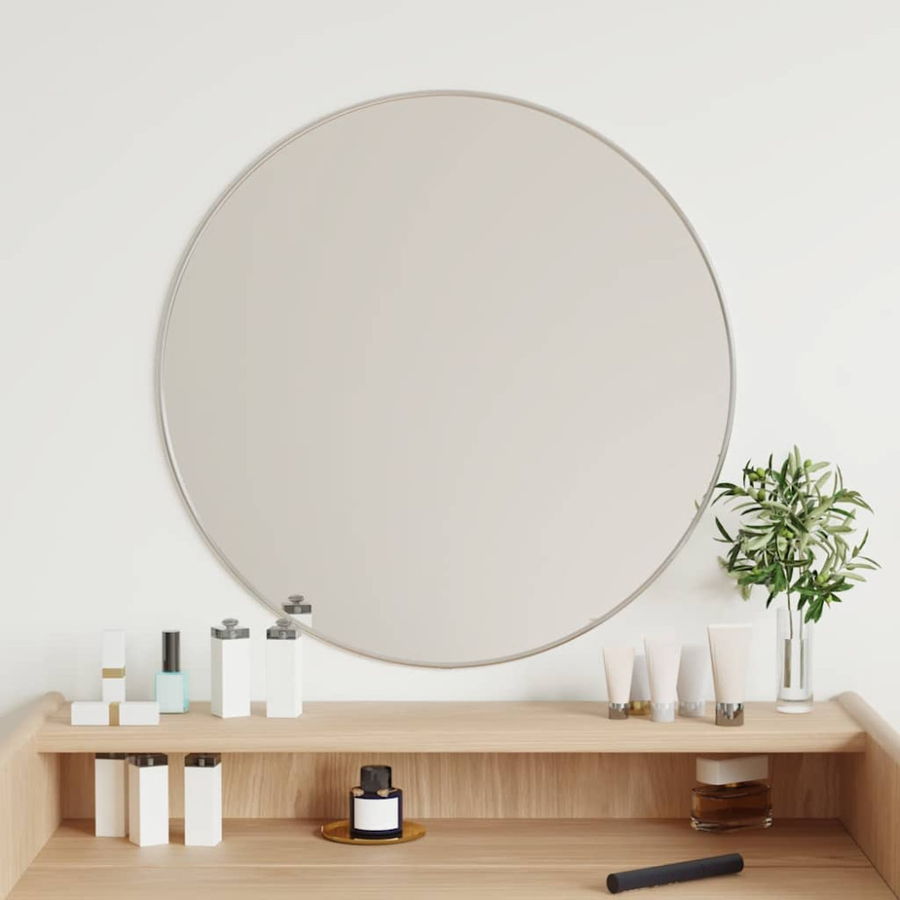 Produktbild för Väggspegel silver Ø 60 cm rund