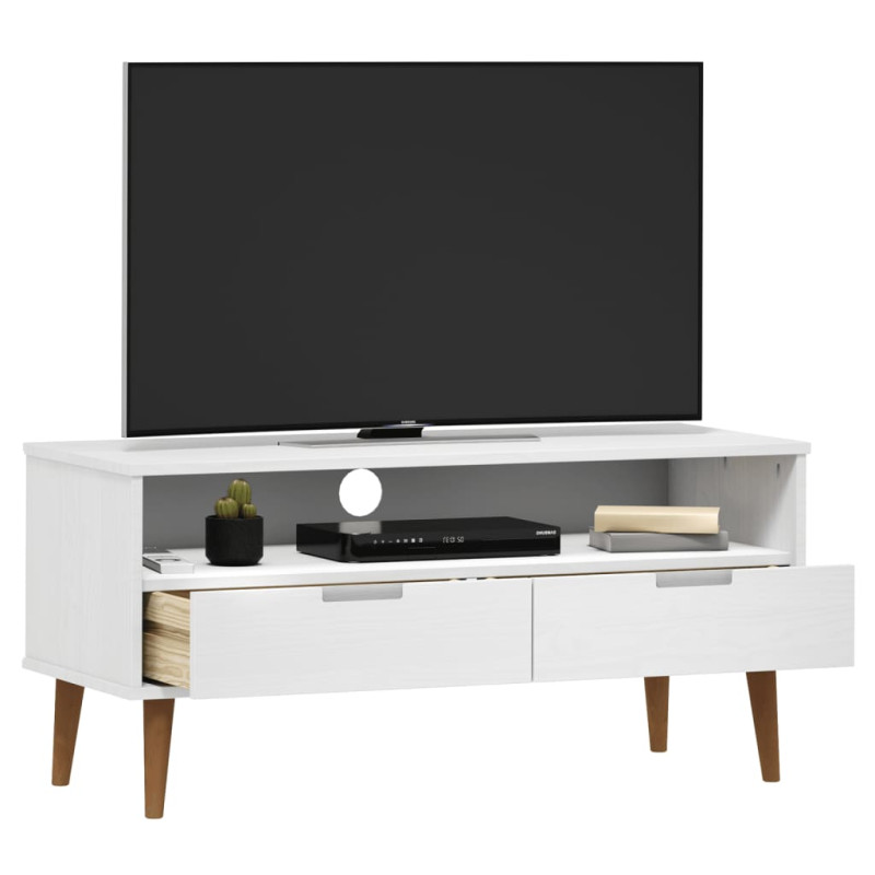 Produktbild för Tv-bänk MOLDE vit 106x40x49 cm massiv furu