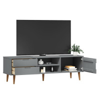 Miniatyr av produktbild för Tv-bänk MOLDE grå 158x40x49 cm massiv furu