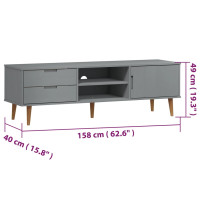 Miniatyr av produktbild för Tv-bänk MOLDE grå 158x40x49 cm massiv furu