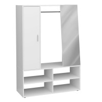 Miniatyr av produktbild för FMD Garderob med 4 fack och spegel 105x39,7x151,3 cm vit