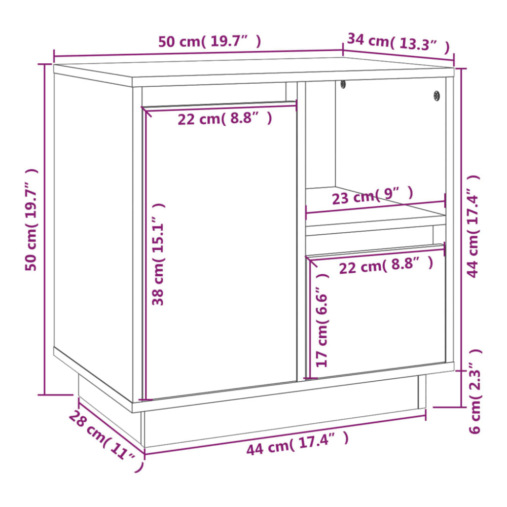 Produktbild för Sängbord 2 st honungsbrun 50x34x50 cm massiv furu