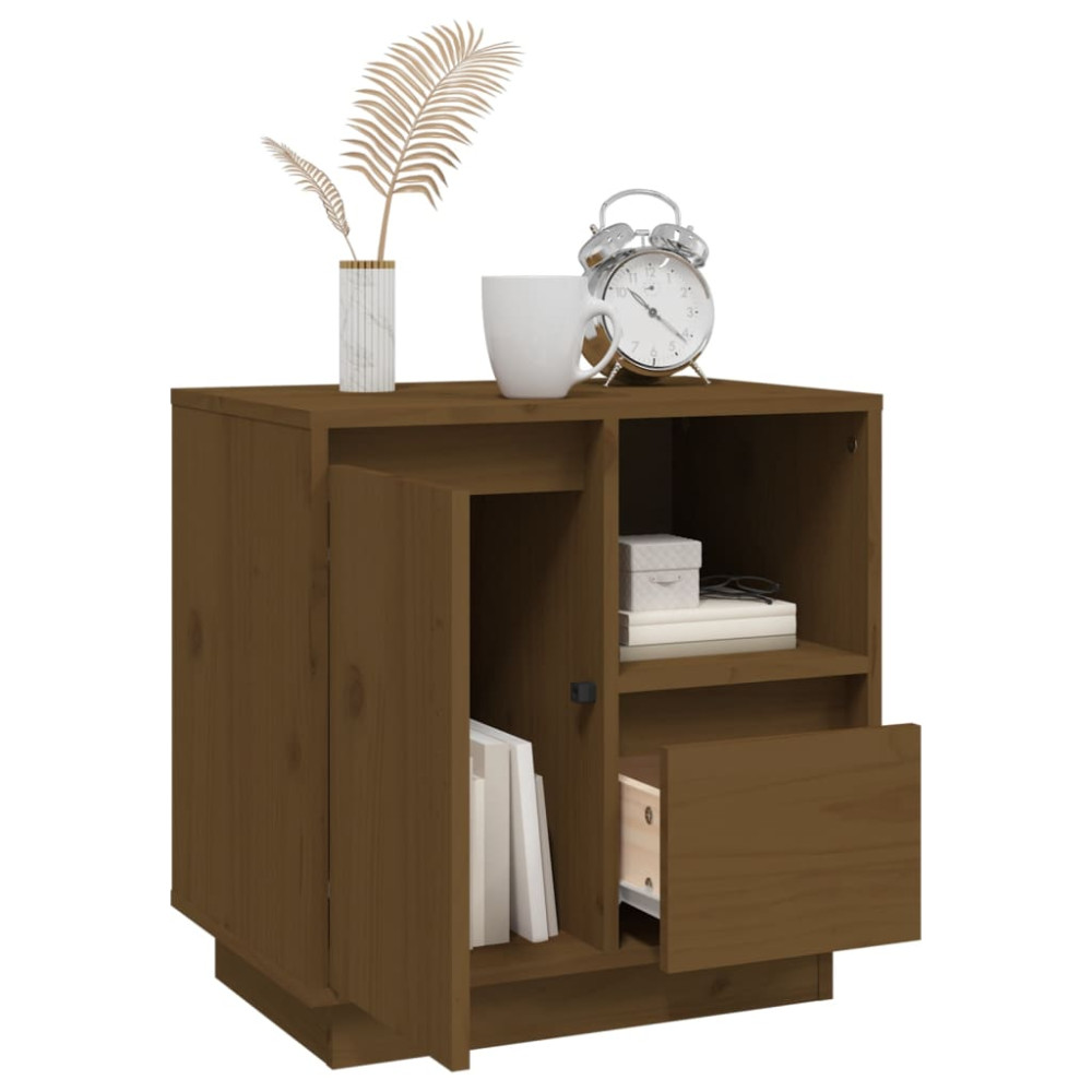 Produktbild för Sängbord 2 st honungsbrun 50x34x50 cm massiv furu