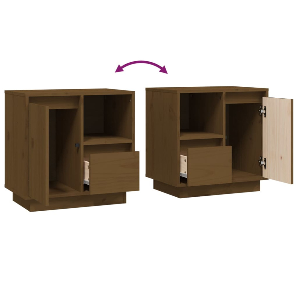Produktbild för Sängbord 2 st honungsbrun 50x34x50 cm massiv furu