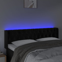 Produktbild för Sänggavel LED svart 147x16x78/88 cm sammet