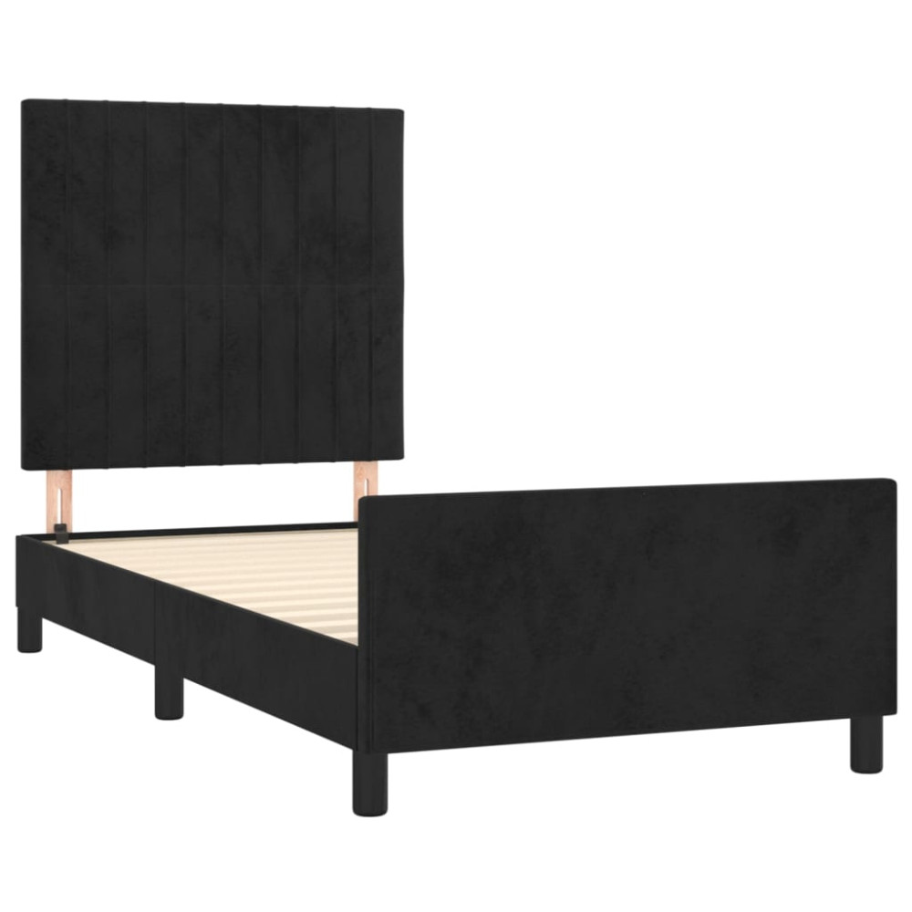 Produktbild för Sängram med huvudgavel svart 90x190 cm sammet