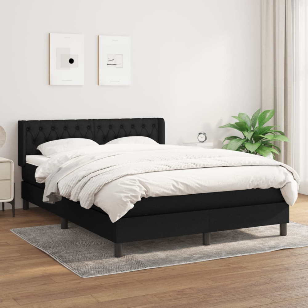 Produktbild för Ramsäng med madrass svart 140x200 cm tyg