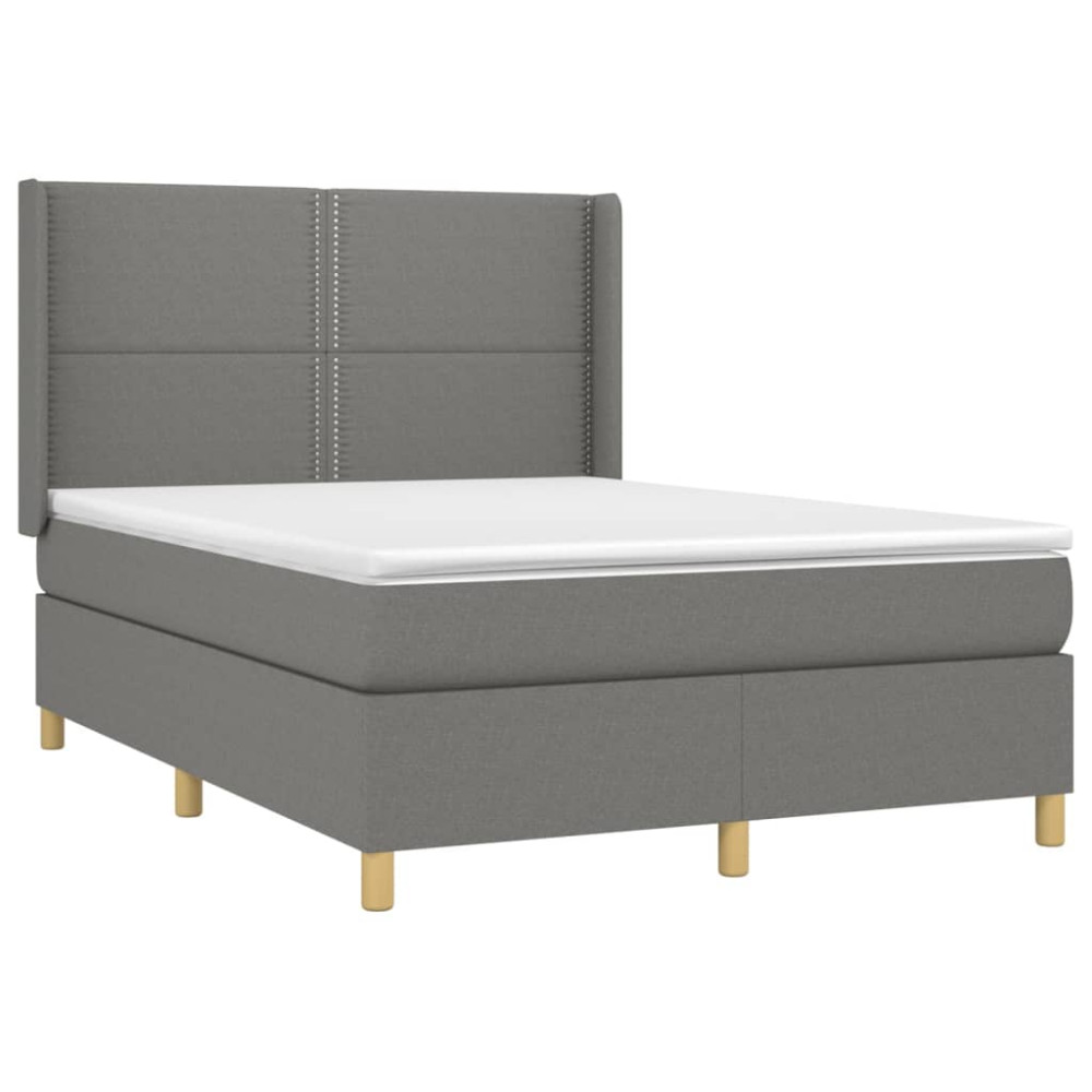 Produktbild för Ramsäng med madrass mörkgrå 140x200 cm tyg