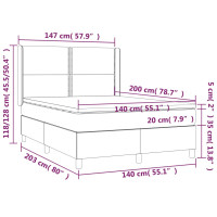 Produktbild för Ramsäng med madrass mörkgrå 140x200 cm tyg