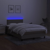 Produktbild för Ramsäng med madrass & LED taupe 120x200 cm tyg