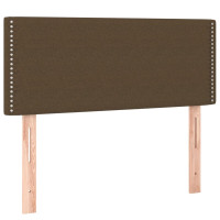 Produktbild för Ramsäng med madrass & LED mörkbrun 90x190 cm tyg