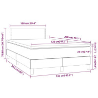 Produktbild för Ramsäng med madrass & LED ljusgrå 120x200 cm tyg