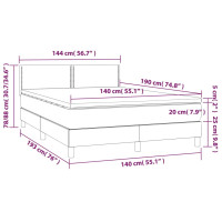 Produktbild för Ramsäng med madrass & LED ljusgrå 140x190 cm tyg