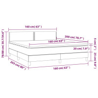 Produktbild för Ramsäng med madrass & LED ljusgrå 160x200 cm tyg