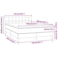 Produktbild för Ramsäng med madrass & LED taupe 140x200 cm tyg