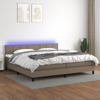 Produktbild för Ramsäng med madrass & LED taupe 200x200 cm tyg