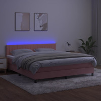 Produktbild för Ramsäng med madrass rosa & LED 180x200 cm sammet