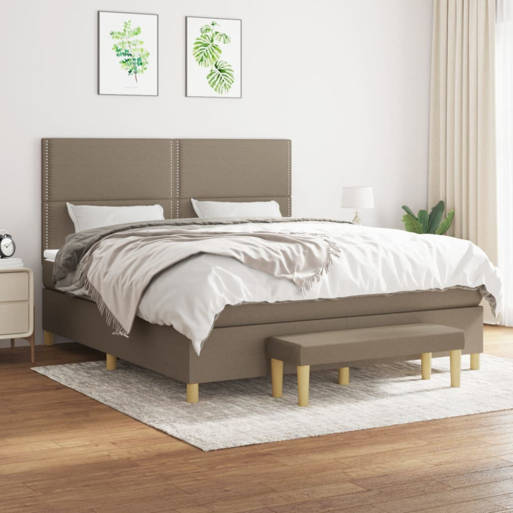 Produktbild för Ramsäng med madrass taupe 180x200 cm tyg