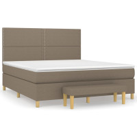 Produktbild för Ramsäng med madrass taupe 180x200 cm tyg
