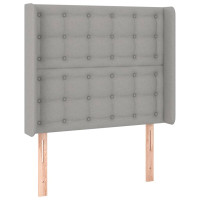 Produktbild för Ramsäng med madrass & LED ljusgrå 90x200 cm tyg