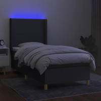 Miniatyr av produktbild för Ramsäng med madrass & LED mörkgrå 80x200 cm tyg